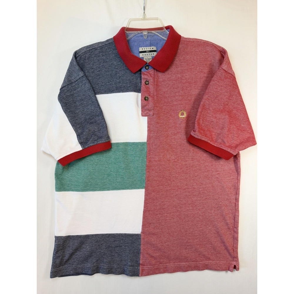 Colorblock Men's Polo Shirt Review by Baxter 90s Retro Short Sleeve LARGE